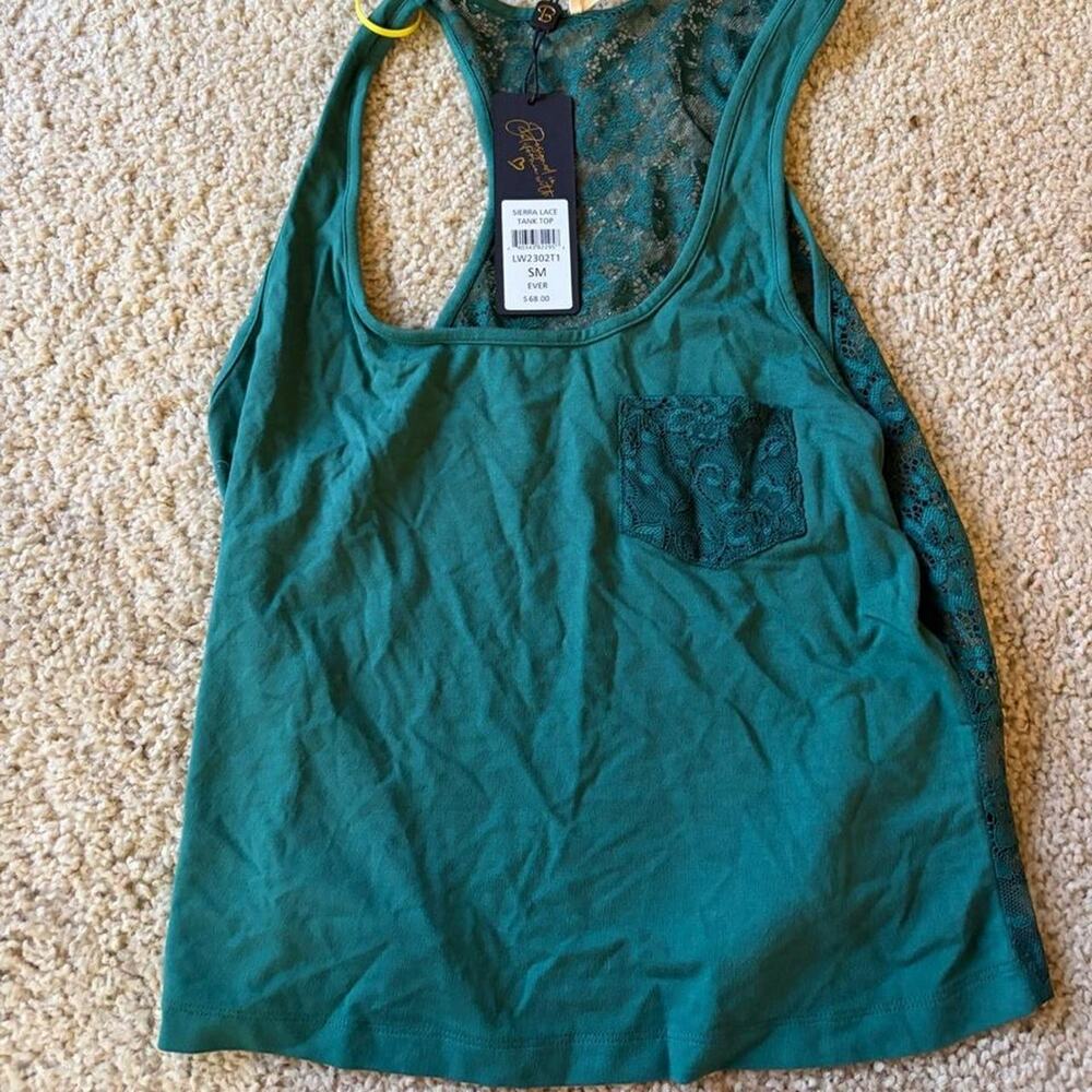 NWT Beach Bunny Sierra Teal Green Lace Racerback Tank Top Size S
